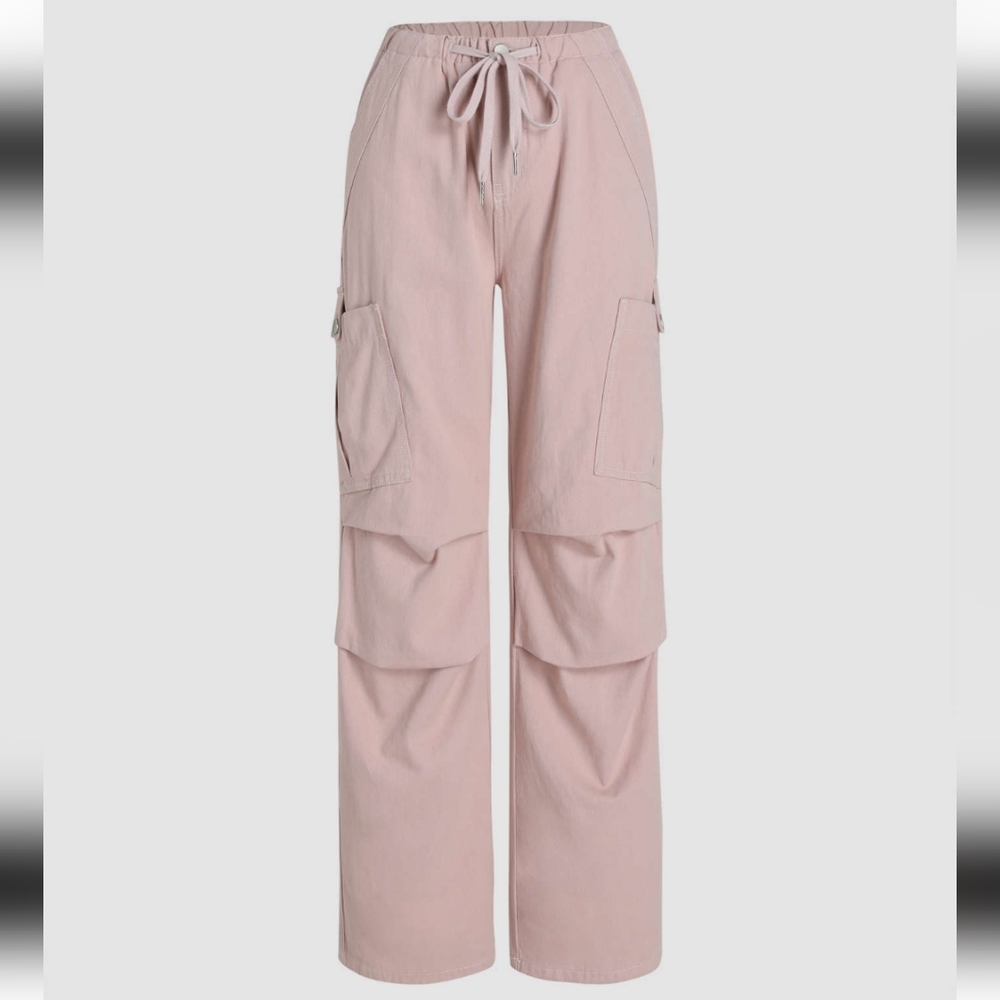 Denim Drawstring Cargo Pants